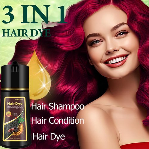 NCEPROHR Dark Red Wine 3 in 1 Hair Dye Shampoo for Gray Hair, Instant Herbal Red Hair Color Shampoo for Women & Men, Natural Red Hair Shampoo, Long Lasting, Ammonia Free, Paraben Free, 500ml