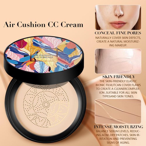 2024 New Mushroom Head Air Cushion Cc Cream, Air Cushion Cc Cream Mushroom Head, Cc Cream Face Makeup, Indicativet Mushroom Head Cc Cream Foundation (Natural, 1pcs)