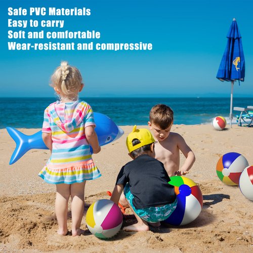Pijaborg Beach Ball, Inflatable Beach Ball Bulk Durable and Thick Beach Balls for Pool Beach Outdoor Activities (6 Beach Balls of Various Sizes)
