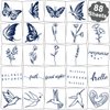 CHARLNET 88 Sheets Semi-Permanent Butterfly Tattoos for Women Girls - 2 Weeks Long Last Sexy Realistic Tiny Flowers Words Temporary Tattoos for Women Body Art Stickers