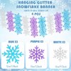 Yeaqee 4 Pcs 10.33 ft Snowflake Banner Garland White Blue Purple Glitter Hanging Garland Winter Party Decorations for Christmas Holiday Party Birthday Carnival