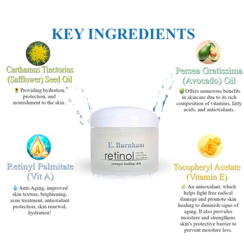 E. Burnham Retinol Ultra Skin Care Créme Day Defense 2 Oz, Moisturizer For Dry Aging Skin, Retinol Hydrating Face Cream