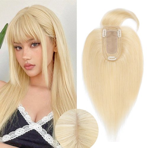 Rich Choices Hair Toppers For Women 100% Real Human Hair Topper With Bangs Silk Base Clip In Top ...