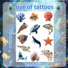 254PCS Realistic Sea Ocean Animal Temporary Tattoos Stickers, Sea Creature Sharks Whales Turtles Clown Fish Seahorse Starfish Tattoos Stickers Ocean Party Favors Under The Sea Party Favor Supplies