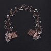 fxmimior Bride Rose Gold Pearl Headband Wedding Hair Accessories Crystal Hair Vine Headband Wedding Hair Comb Evening Party Hair Piece for Women…