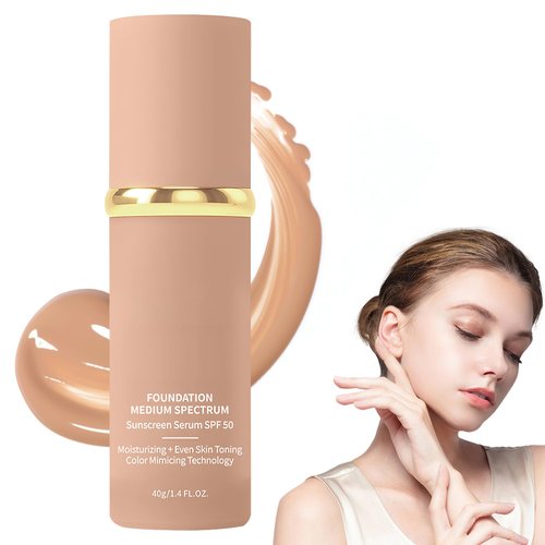 Match Cosmetics Foundation 4 in 1, Bio Foundation 4 in 1 Liquid Foundation, Medium Spectrum Full Coverage Concealer with SPF 50+, Hydrating Color Changing Foundation (1.4 oz, 1PC)