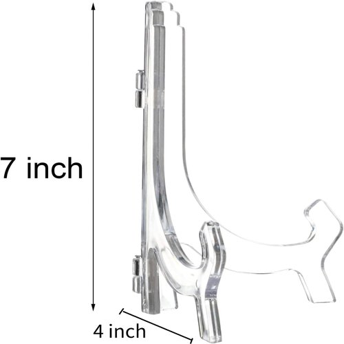 6 Pack 7 Inch Acrylic Easel Stand, Display Stand, Plate Stands for Display, Photo Holder Picture Frame Book Stand (Clear)