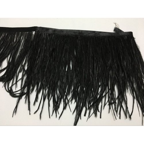 ADAMAI Natural Ostrich Feathers Trims Fringe DIY Dress Sewing Crafts Costumes Decoration Pack of 2 Yards (Black)
