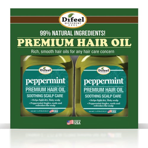 Difeel Peppermint Scalp Care Hair Oil 7.1 oz.- Deluxe 2-PC Gift Set