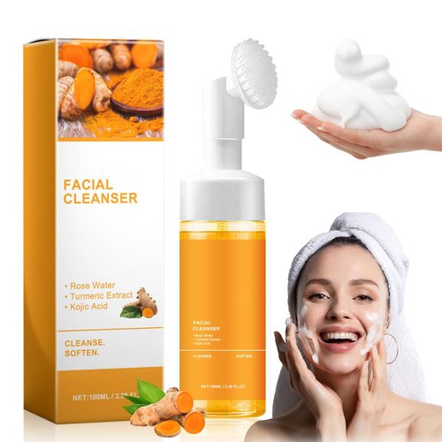MrCuvaryas Turmeric Facial Cleanser, Turmeric Facial Wash, Turmeric Face Wash, Foaming Face Wash, Turmeric Foaming Cleanser for All Skin, Deep Cleaning, Moisturizing, Easy to Use