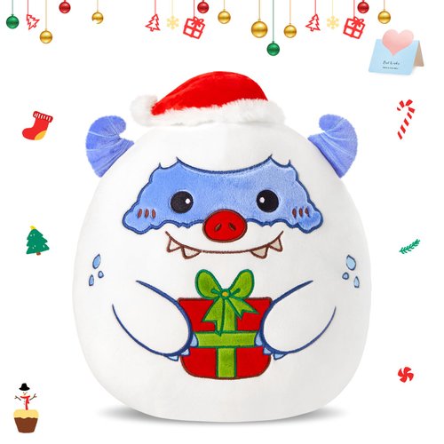 Houwsbaby 12” Christmas Snowman Plush Pillow Animal Toys Christmas Snowman Snow Monster Stuffed Animal 2023 Christmas Party Xmas Birthday Gifts Holiday Presents for Kids