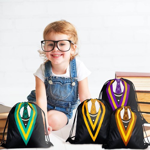 Saintrygo 24 Pieces Magical Wizard School Party Favor Bags Magical Themed Party Goodie Bags Drawstring Backpack Wizard Gift Bags Dress up Novelty Decorations Party Supplies for Kids(Novel Style)