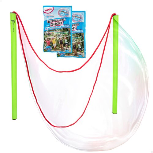 WOWmazing Giant Bubble Wands Kit: (4-Piece Set) | Incl. Wand, Big Bubble Concentrate and Tips & Trick Booklet | Outdoor Toy for Kids, Boys, Girls | Bubbles Made in The USA