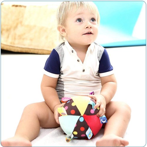 Colorful Taggies Chime Ball - Soft Plush Sensory Rattle Toy for Babies Kids Toddlers Infants