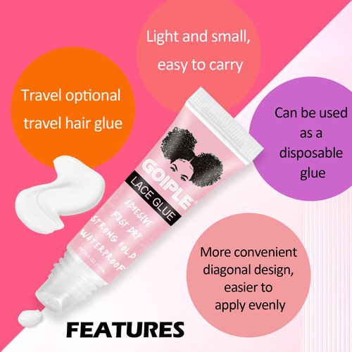 Wig Glue Lace Glue for Lace Front Lace Wigs, 0.5 OZ Waterproof Lace Front Wig Glue for Wigs, Strong Hold Transparent Lace Adhesive for Hair Replacement Invisible Hair Bonding Wig Adhesive (4PCS)