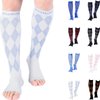 Doc Miller Open Toe Compression Socks Women 20-30mmhg - Argyle Design Toeless Socks for Sports Running Shin Splint Varicose Veins Socks - Toeless Compression Socks Women and Men - 1 Pair