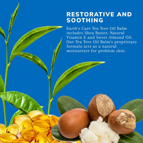 Earth's Care Tea Tree Oil Balm - Tea Tree Moisturizer for Problem Skin - Repair Cream with Shea Butter and Vitamin E 2.5 oz. (71 g) (2 Pack)