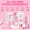 XIFEPFR Cuticle Remover Kit - Cuticle Remover Cream & Cuticle Oil, Rose Flavor Cuticle Care Kit with Cuticle Trimmer Cuticle Pusher Cuticle Nipper for Manicure, Removedor de Cuticula for Nail Care