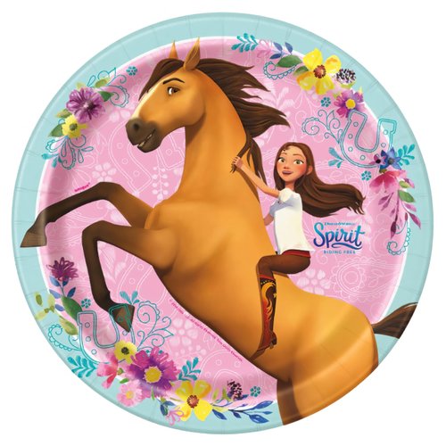 Unique Round Dinner Paper Plates - 9", Spirit Riding Free, 8 Pcs