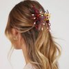 CAKURE Copper Wire Flower Hair Clip Gold Metal Hair Claw Beaded Hair Clamp Hair Accessory for Women