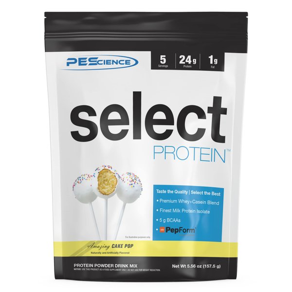 PEScience Select Low Carb Protein Powder, Cake Pop, 5 Serving, Keto Friendly and Gluten Free