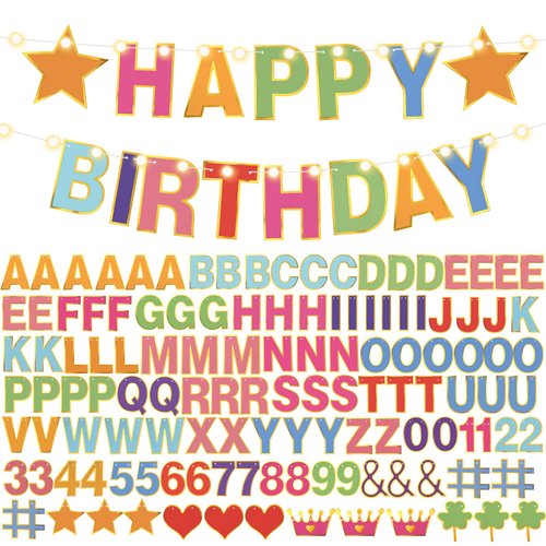 TaoBary 143 Pcs DIY Letter Banner Customizable Happy Birthday Banner Supplies Make Your Own Banner Include Letters, Numbers Symbol Rope Needles for Baby Shower Halloween Party Decorations(Multicolor)