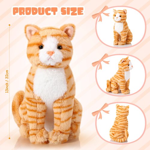 Libima 13 Inch Orange Cat Stuffed Animal Plush Toy Realistic Cat Plush Toy Soft Cute Stuffed Kitten for Valentine's Day Birthday Party Favors Bedroom Sofa Car Home Decor