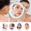 OVENTE 7" Lighted Wall Mount Makeup Mirror - 1X/ 10X Magnification, Battery Powered Glow Cosmetic Light up, Spinning 360-Degree, Double Sided LED, Extendable, Folding Arm, Nickel Brushed MFW70BR1X10X