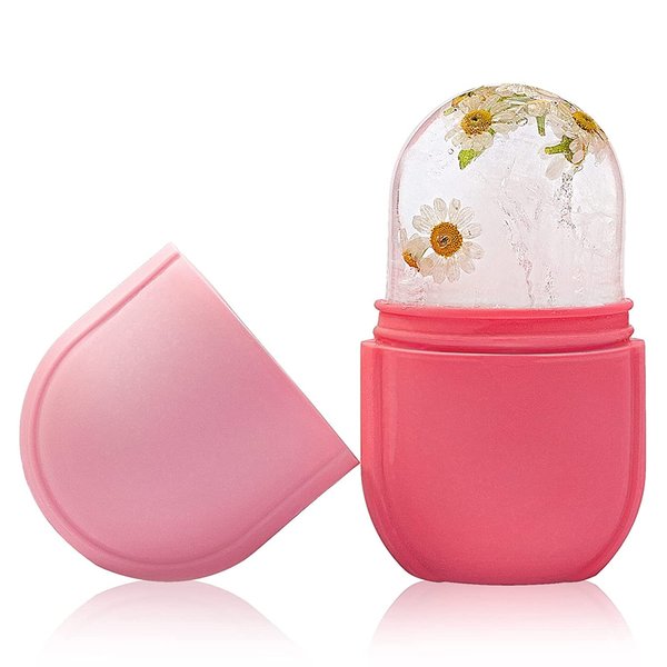 HIBISCUS BEAUTY Ice Roller for Face - Facial Skin Care Tool Gua Sha Eye Puffiness Relief Massager Anti Aging (Pink)