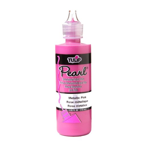 TULIP Dimensional Fabric Paint 26527 Dfpt 4Oz Pearl Metallic Pink, 4 Fl Oz (Pack of 1), MetallicPink