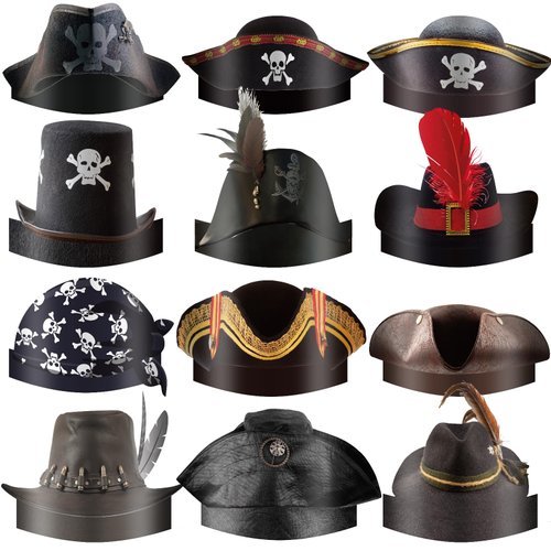Funtery 48 Pcs Halloween Pirate Hat Pirate Party Accessories Kids Paper Pirate Costume Cap for Caribbean Cosplay (Captain)