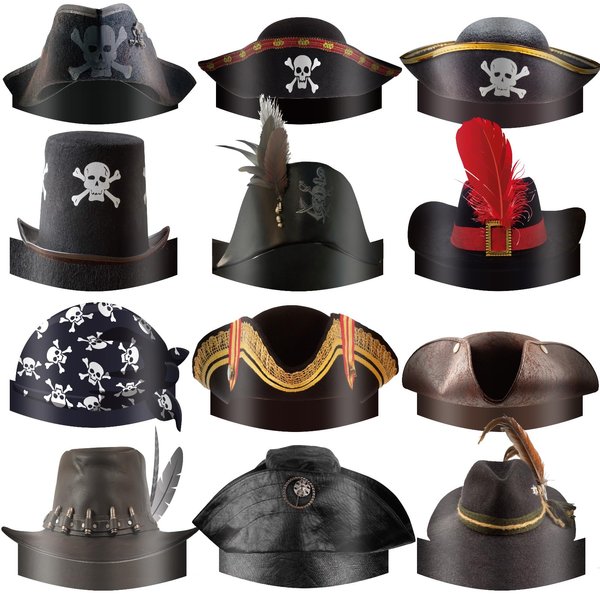 Funtery 48 Pcs Halloween Pirate Hat Pirate Party Accessories Kids Paper Pirate Costume Cap for Caribbean Cosplay (Captain)
