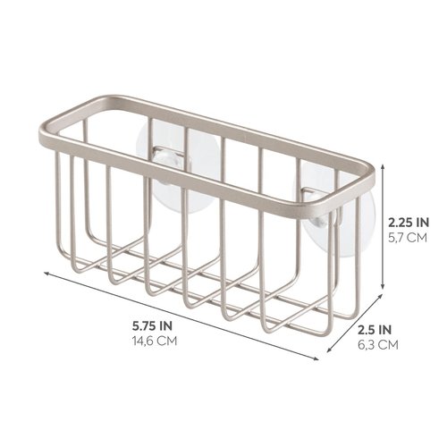 iDesign Rust-Resistant Stainless Steel Sponge Holder for Kitchen Sink with Suction Cups, The Gia Collection - Set of 1, Satin