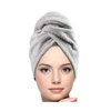 KEEPOZ Hair Towel Wrap Quick Dry 100% Cotton Super Absorbent Turban Head Wrap for Women with Button, Non Microfiber Anti Frizz Hair Products, Hair Cap for Curly, Long & Thick Hair (Grey, 1 Pc)
