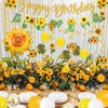 Sunflower Birthday Secorations TSVATE Sunflower Party Decorations with Sunflower Garland, Sunflower Balloons, Sunflower Backdrop, Pompoms, Sunflower Birthday Banner, Party Supplies for Women and Girls