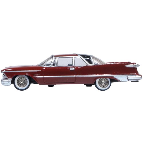 1959 Chrysler Imperial Crown 2 Door Hardtop Radiant Red with Black Top 1/87 (HO) Scale Diecast Model Car by Oxford Diecast 87IC59003