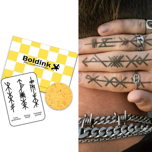 Boldink Temporary Tattoos, semi permanent tattoos, 15-day long lasting tattoo sticker, waterproof and anti-reflective, unique design（Finger Tattoo 25）
