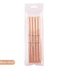 JERCLITY 5pcs Rose Gold Alloy Double-Ended Nail Art Brushes Set Nail Lace Brushes Round Flat Gel Builder Brush Nail Carving Pen Nail Liner Brush 3D Painting Brush Nail Design Tools for Acrylic Nails