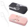 HOIRIX Dental Floss Dispenser Upgrade Automatic Dental Floss Case Refillable Floss Pick Holder Floss Organizer for Teeth Cleaning,Specialized Floss (2pcs, Black+Pink)