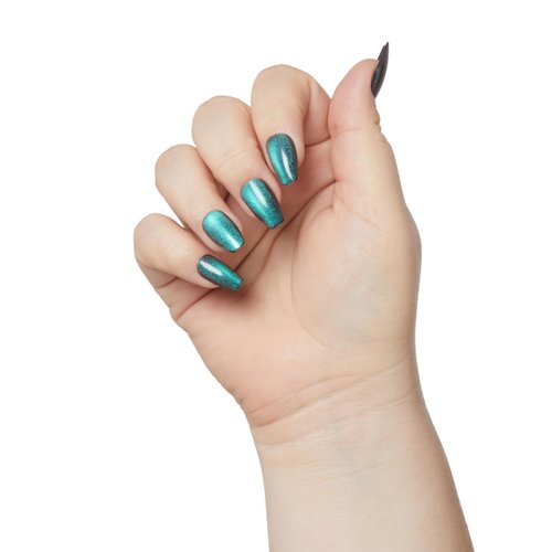 KISS Gel Fantasy Toenails, Press-On Nails, Nail glue included, Chameleon', Blue, Medium Size, Coffin Shape, Includes 28 Nails, 2g glue, 1 Manicure Stick, 1 Mini File