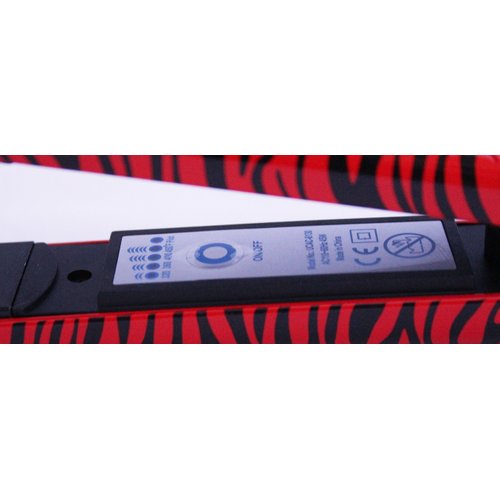 RoyalCraft Dual Volt (110V/220V) Ceramic Professional Immediate Heat Up Hair Straightener Iron in Red & Black Zebra Print.