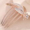 Chargances Dainty Crystal Feather Hair Comb Sparkly Rhinestone Inlaid Flower Hair Side Comb Long Teeth Hair Combs Wedding Bridal Hair Accessories for Women (Champagne)