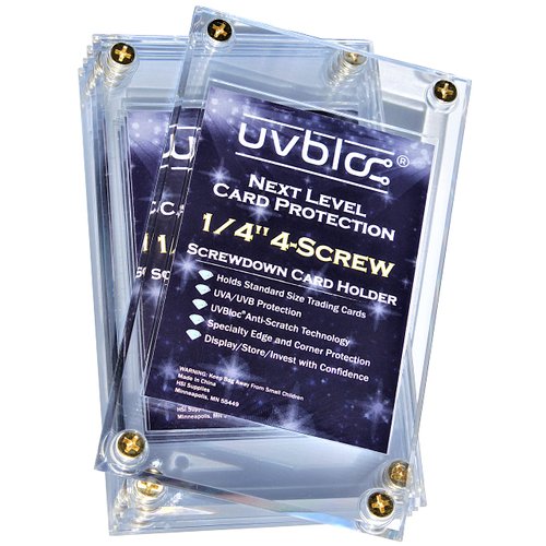 UVBLOC Baseball Card Holder Cases (5 Pack) Protectors Hard Plastic Screw Down 35pt Sleeves for Trading Football Basketball Pokemon Sports Cards