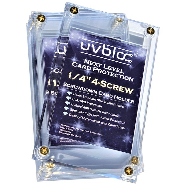 UVBLOC Baseball Card Holder Cases (5 Pack) Protectors Hard Plastic Screw Down 35pt Sleeves for Trading Football Basketball Pokemon Sports Cards
