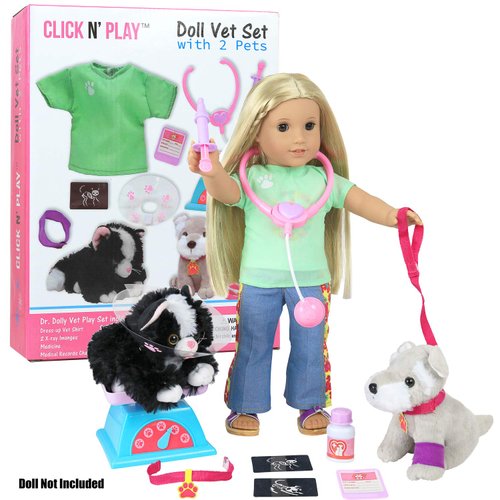 Click N' Play Doll Vet Set Doll Accessories 12 Piece Set Perfect for 18" Dolls