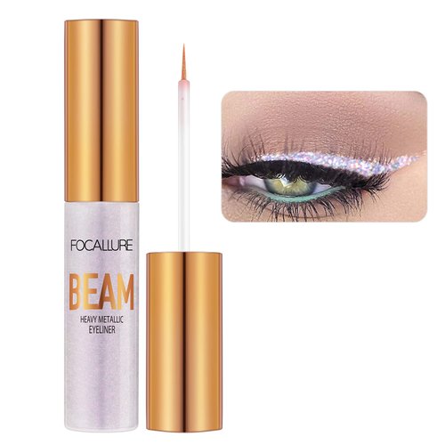 FOCALLURE Beam Eyeliner, Metallic Glitter Shimmer Eye Liner, Waterproof Liquid Eyeliner Pencil, Quick Drying, Sparkling Eye Makeup for Costume & Party, #05 PARTY
