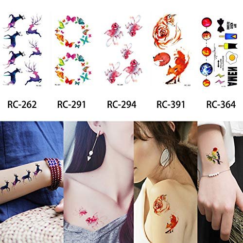 Glaryyears 25-Pack Watercolor Temporary Tattoo, Drawing Blue Sea Ocean Small Fake Tattoo Stickers, Realistic Body Tattoos for Women Men Kids, Variety Pack for Party Supplies Favors