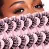 Veleasha Russian Strip Lashes DD Curl False Eyelashes Fluffy Wispy Faux Mink Lashes 10 Pairs Pack (D07)