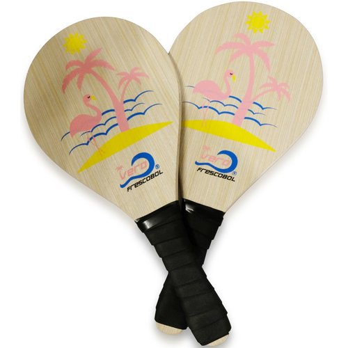 Frescobol Florida Set, 2 Original Vero Beach Paddles, 2 Balls, 2 Darts and Beach Tote-Bag (Pink Flamingo Set)