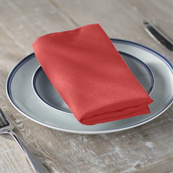 LA Linen 10-Pack Poly Poplin Napkin, Soft Cloth Napkins, Washable Reusable Napkins, Stain and Wrinkle Resistance Table Napkins for Dinner, Wedding, Parties, 17 by 17-Inch, Coral